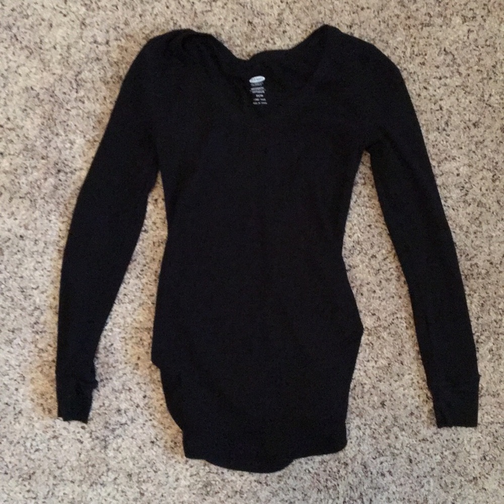 Old Navy Thermal Black Maternity Long Sleeve Tee
